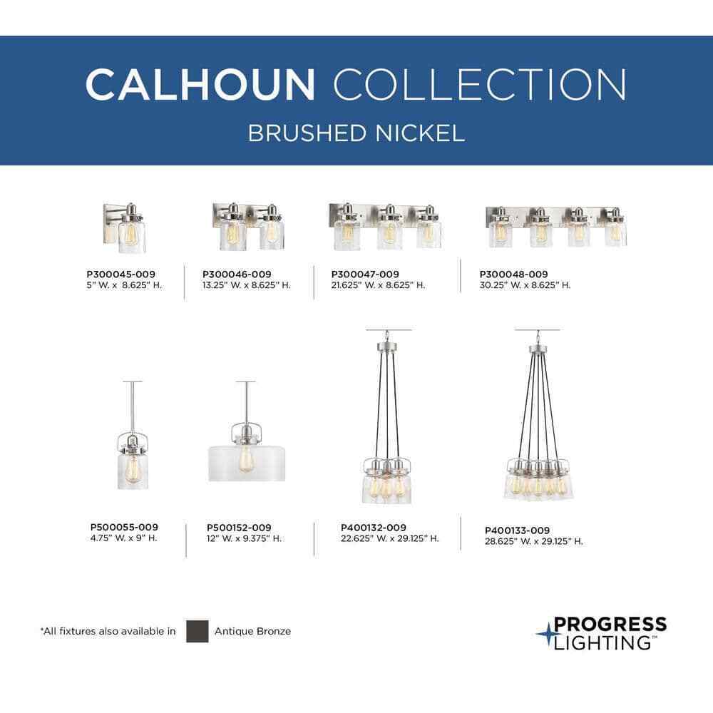 Progress Lighting Calhoun 4-Light Brushed Nickel Clear Glass Vanity Light