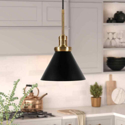 Meyer&Cross Zeno 1-Light Blackened Bronze Metal Pendant with Brass Accents