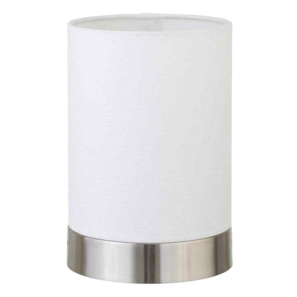 Meyer&Cross Piper 9 in. Brushed Nickel/White Uplight Mini Lamp with Fabric Shade