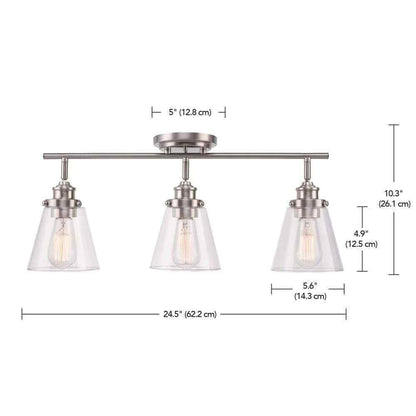 Globe Electric Jackson 2 ft. 3-Light Brushed Nickel Fixed Track Lighting Kit