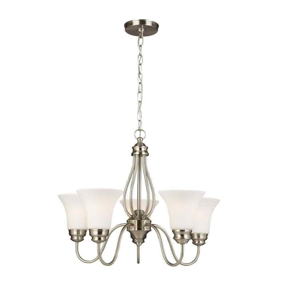 Hampton Bay Kensley Park 5-Light Brushed Nickel Hanging Candlestick Chandelier