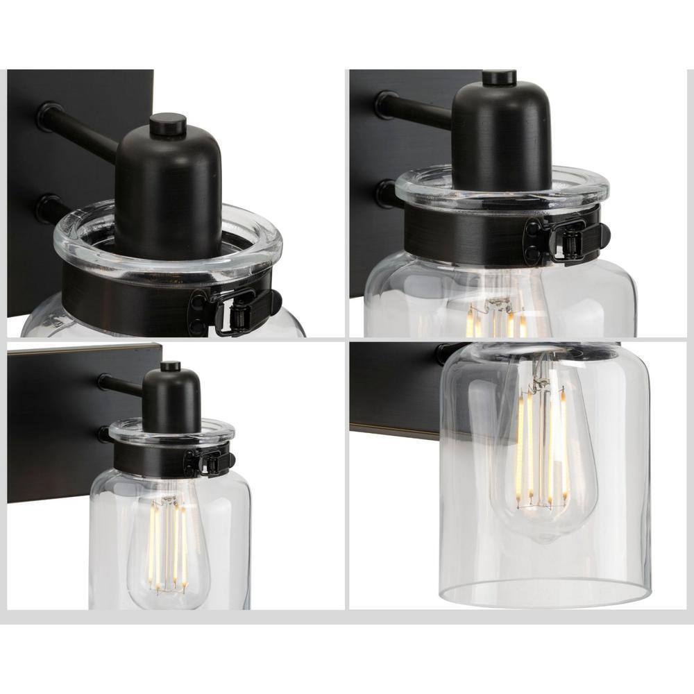 Progress Lighting Calhoun 2-Light Antique Bronze Clear Glass Bath Vanity Light
