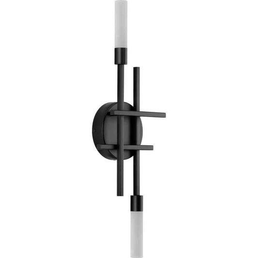 Progress Lighting Quadrant 2-Light Matte Black Frosted Glass Modern Wall Light