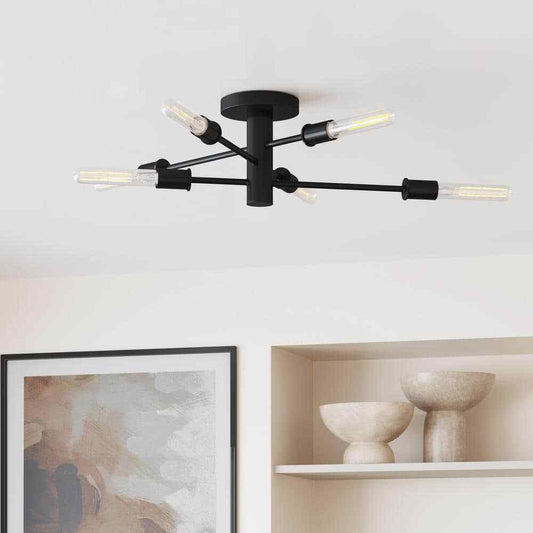 Nathan James Elmont Semi-Flush Mount 6-Light Sputnik Chandelier