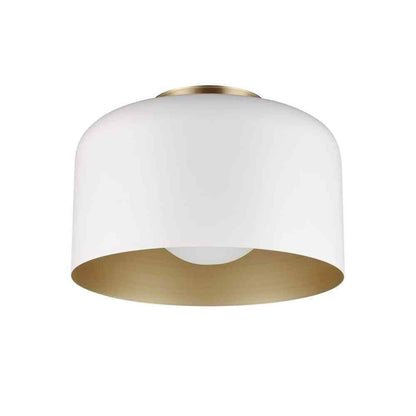 Globe Electric Matte White Flush Mount w/ Inner Frosted Glass Shade