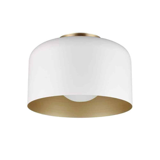 Globe Electric Matte White Flush Mount w/ Inner Frosted Glass Shade