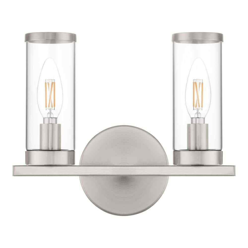 Hampton Bay Loveland 10.5" 2-Light Brushed Nickel Bathroom Vanity Light Fixture