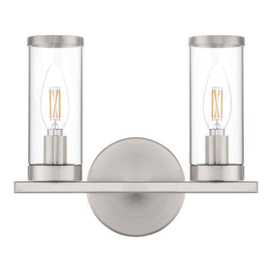 Hampton Bay Loveland 10.5" 2-Light Brushed Nickel Bathroom Vanity Light Fixture