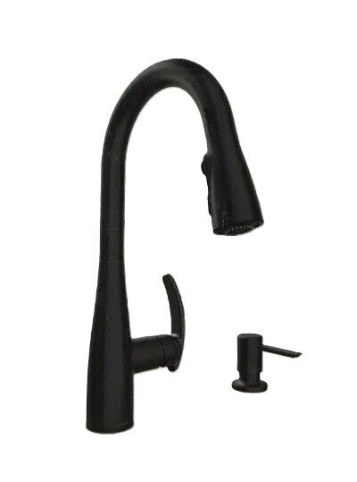 MOEN Reyes Single-Handle Pull-Down Sprayer Kitchen Faucet Matte Black