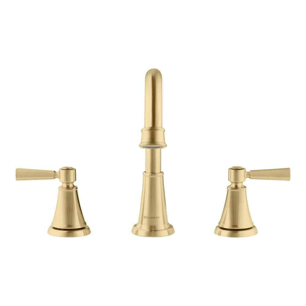Glacier Bay Melina 8 in. Widespread 2-Handle High-Arc Bathroom Faucet Matte Gold