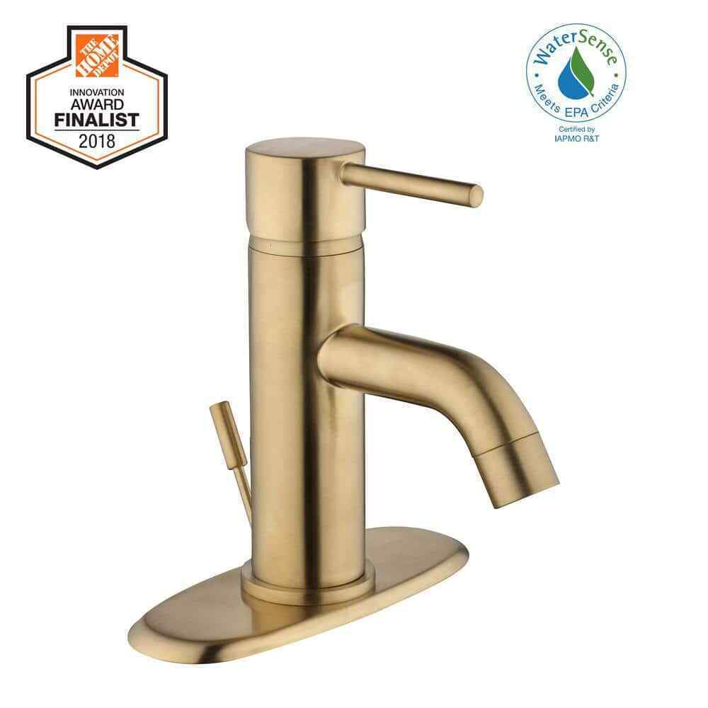 Glacier Bay Modern Single-Handle Low-Arc Bathroom Faucet in Matte Gold