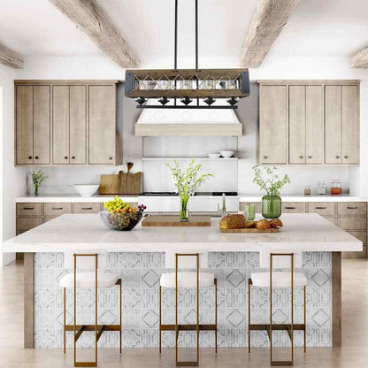 LNC Modern Farmhouse 32 in. W Black Rectangular 5 Light Dining Room Chandelier