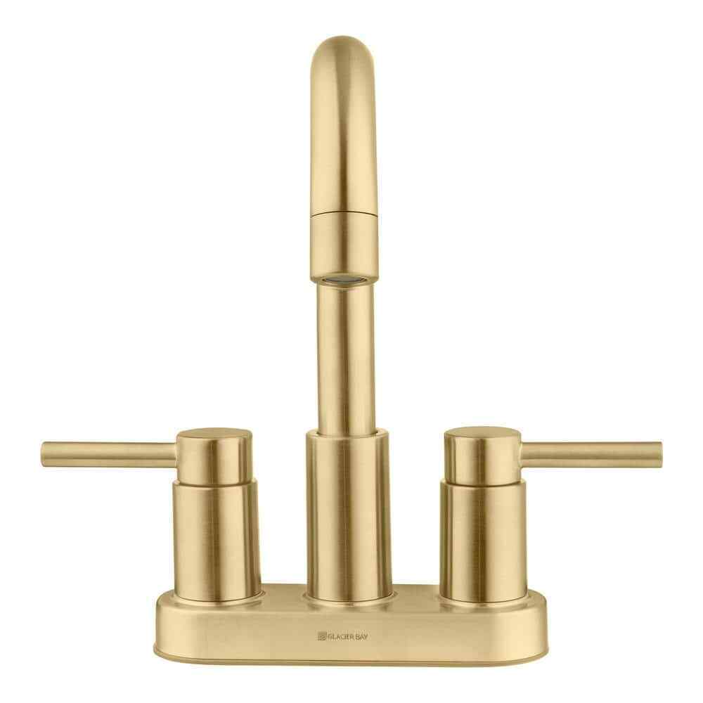 Glacier Bay Dorind 4 in. Centerset 2-Handle High-Arc Bathroom Faucet Matte Gold