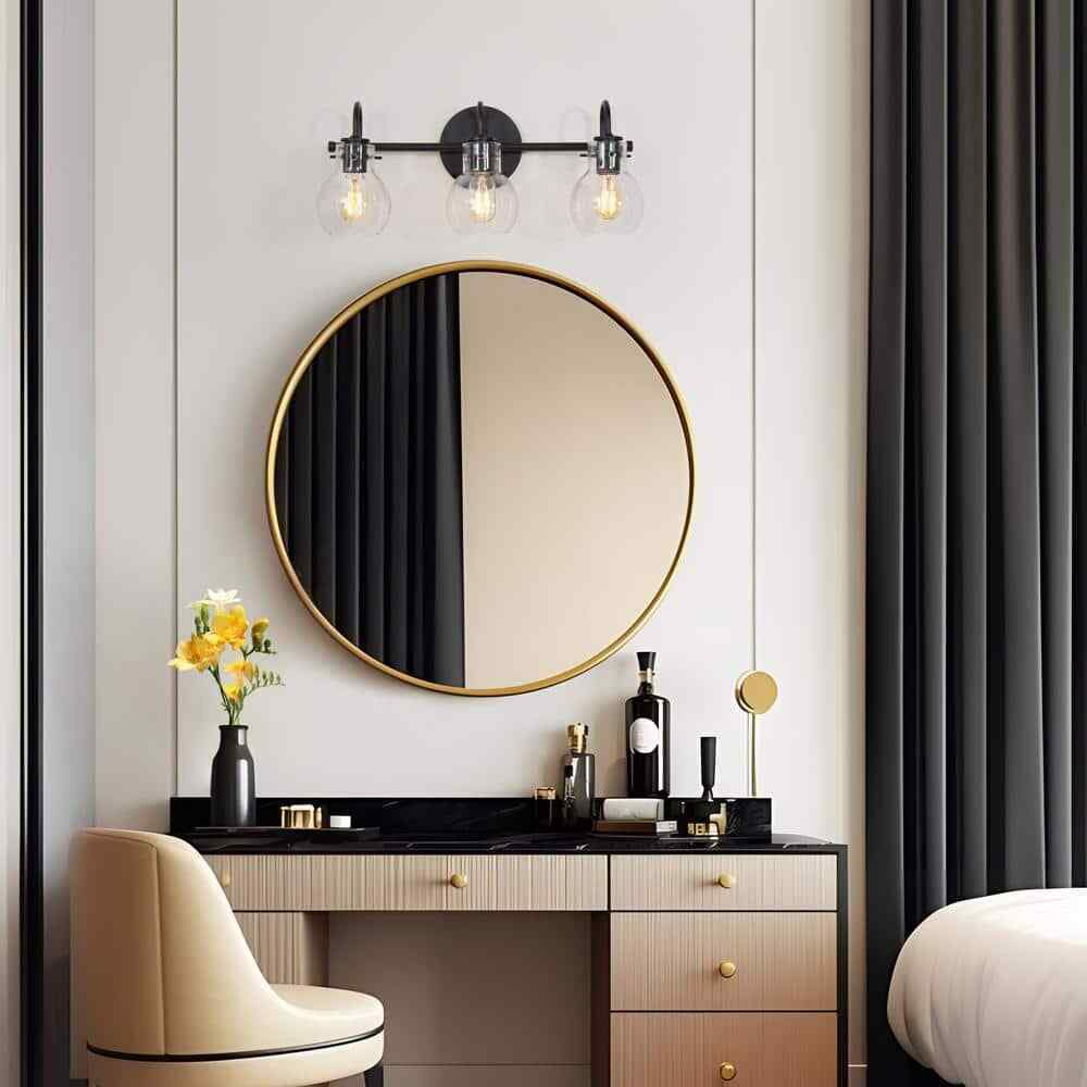 LNC Modern Industrial 22 in. 3-Light Black Bathroom Vanity Light Wall Sconce