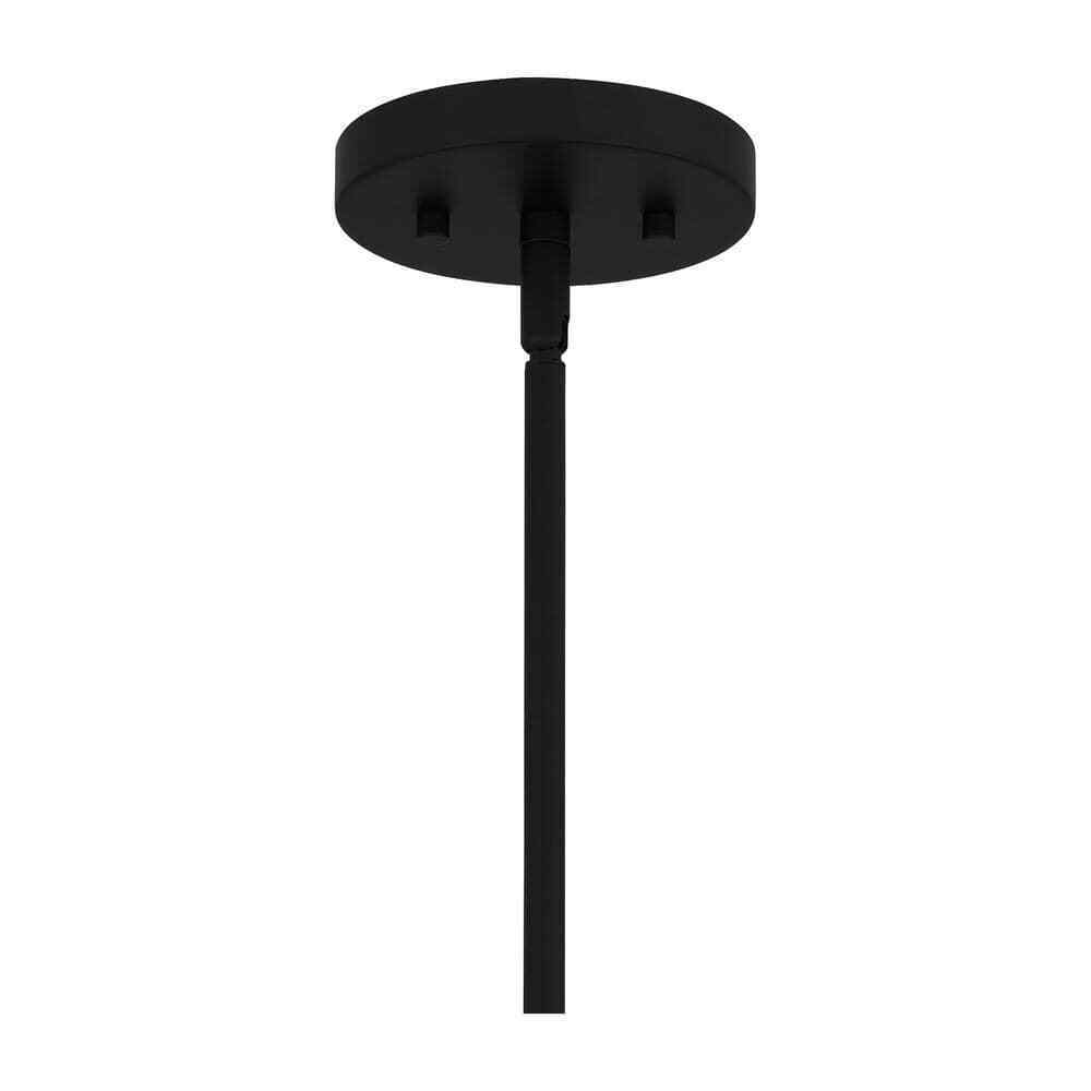 Home Decorators Brookley 4-Light Matte Black Pendant w/ White Fabric Shade