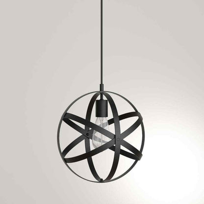 Home Decorators Orbit 1-Light Black Mini Pendant with Black Metal Strap Design