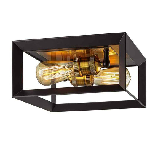 Home Decorators Walden Forge 2-Light Black Frame Flush Mount Ceiling Light