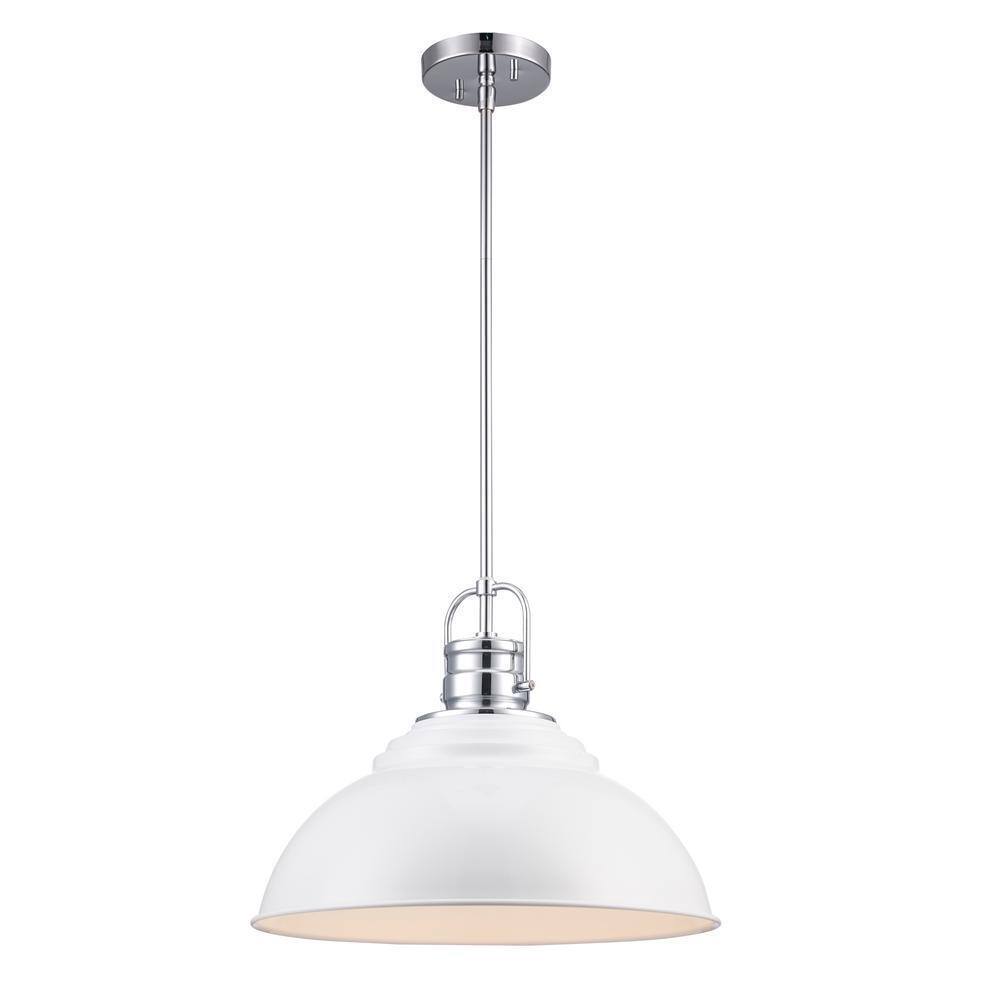 Home Decorators Shelston 16 in. 1-Light White and Chrome Farmhouse Light