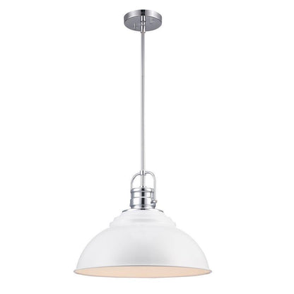 Home Decorators Shelston 16 in. 1-Light White and Chrome Farmhouse Light