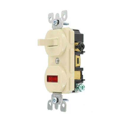 Leviton Commercial Grade Combination 3-Way Toggle Switch/Pilot Light Ivory