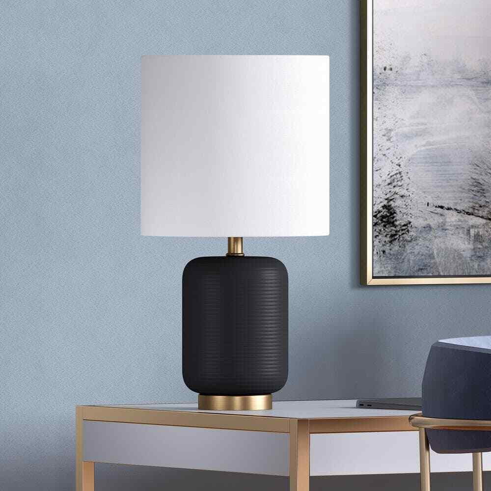 Meyer&Cross Lambert 15 in. Matte Black and Brass Ceramic Mini Table Lamp ML0925
