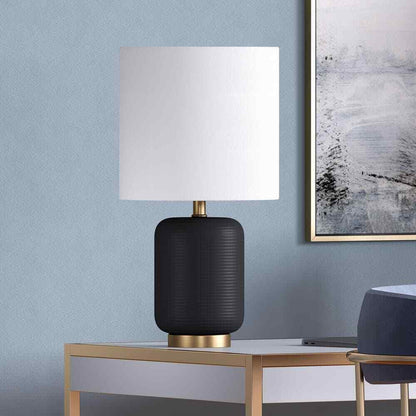 Meyer&Cross Lambert 15 in. Matte Black and Brass Ceramic Mini Table Lamp ML0925