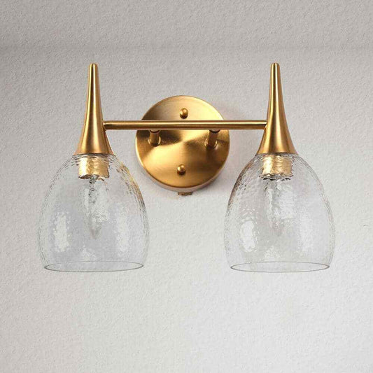 LNC Modern Plated Brass 2-Light Vanity Light Contemporary Bathroom Wall Light