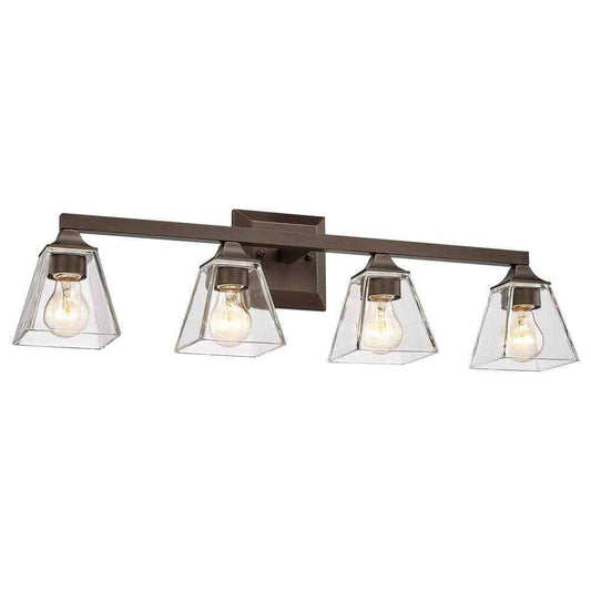 JAZAVA Industrial 29.5 in. 4-Light Oil Rubbed Bronze Vanity Light Over Mirror