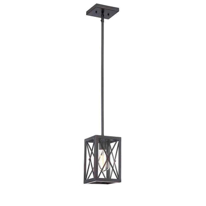 Home Decorators Harwood 60-Watt 1-Light Royal Bronze Mini-Pendant w/ Cage Shade