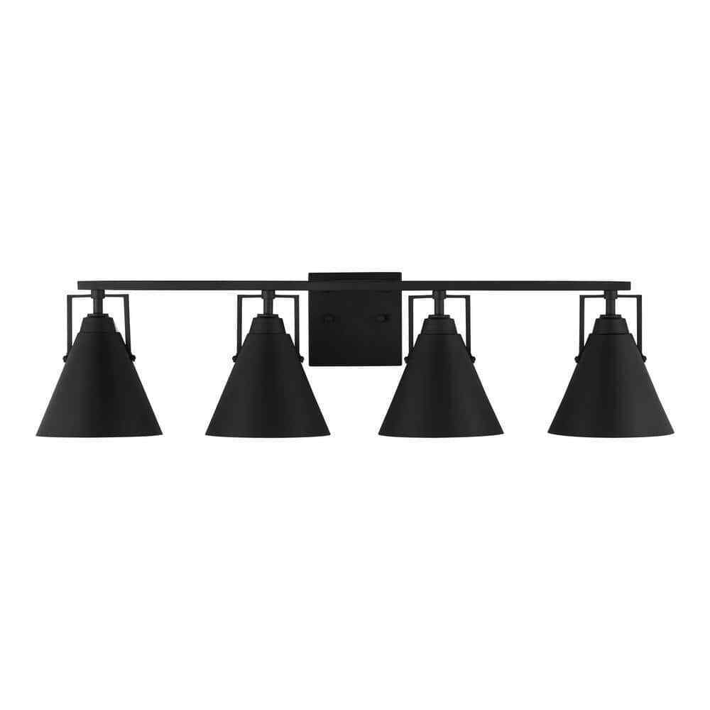 Home Decorators Insdale 4-Light Matte Black Modern Industrial Vanity Light
