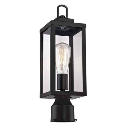 Hukoro 1-Light Black Outdoor Post Light Kits Head with Clear Glass Shade