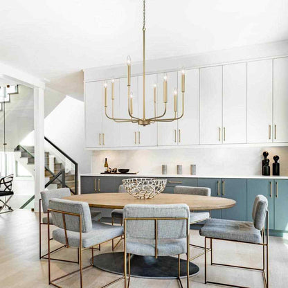 LNC Modern Gold Island Chandelier Transitional 8-Light Pale Brass Pendant Light