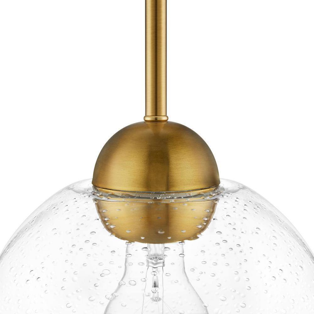 Home Decorators Collection Jill 1-Light Gold Pendant Seeded Glass Shade