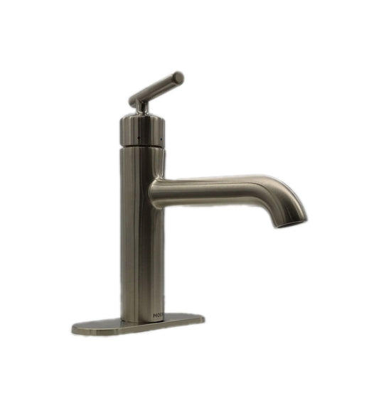 MOEN Gibson Single Hole Bathroom Faucet w/ Drain Assembly in Brushed Nickel