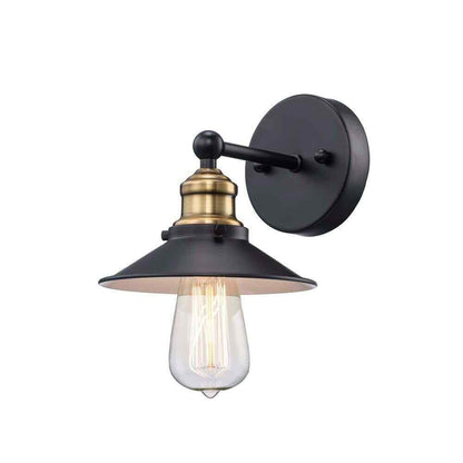 Hampton Bay Glenhurst Black and Brass Industrial Farmhouse Indoor Wall Sconce
