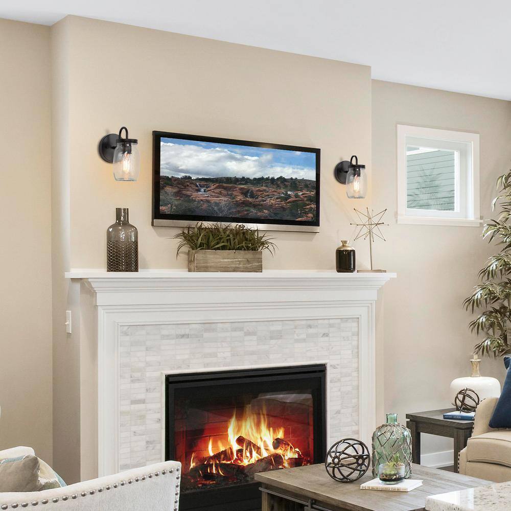 LNC Modern Farmhouse Oil-Rubbed Bronze Wall Sconce with Mason Jar Glass Shade