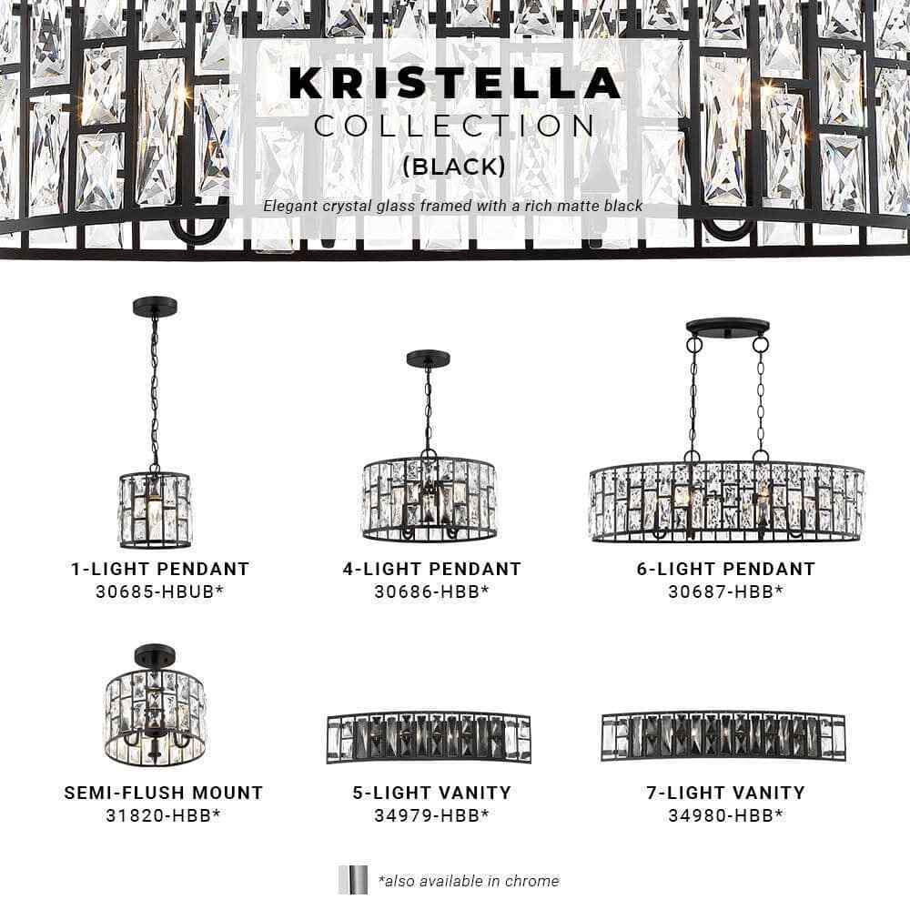 Home Decorators Kristella 12.5 in. 3-Light Matte Black Semi Flush Mount Light