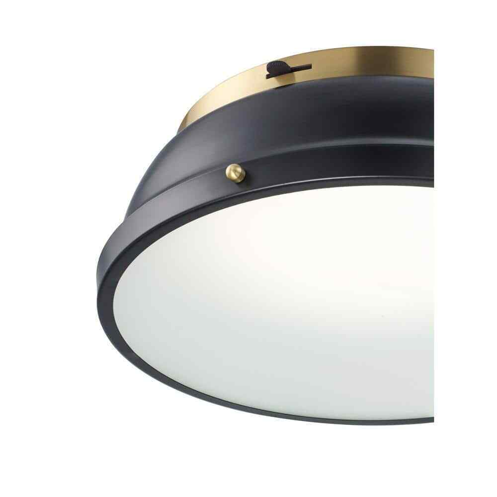 Hampton Bay Taspen 14 in. Black and Antique Brass LED Flush Mount Ceiling Light