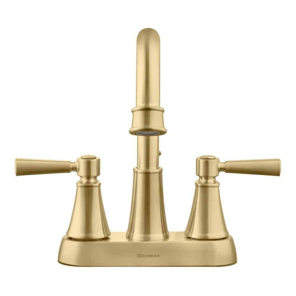 Glacier Bay Melina 4" Centerset 2-Handle High-Arc Bathroom Faucet in Matte Gold