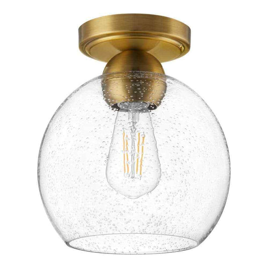 Home Decorators Jill 9.5 in. Gold Flush Mount with Clear Seeded Glass Shade