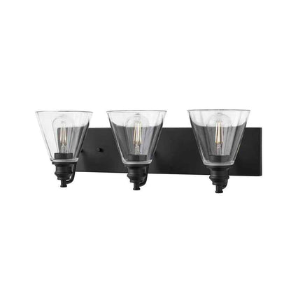 Hampton Bay Manor 24 in. 3-Light Matte Black Industrial Bathroom Vanity Light