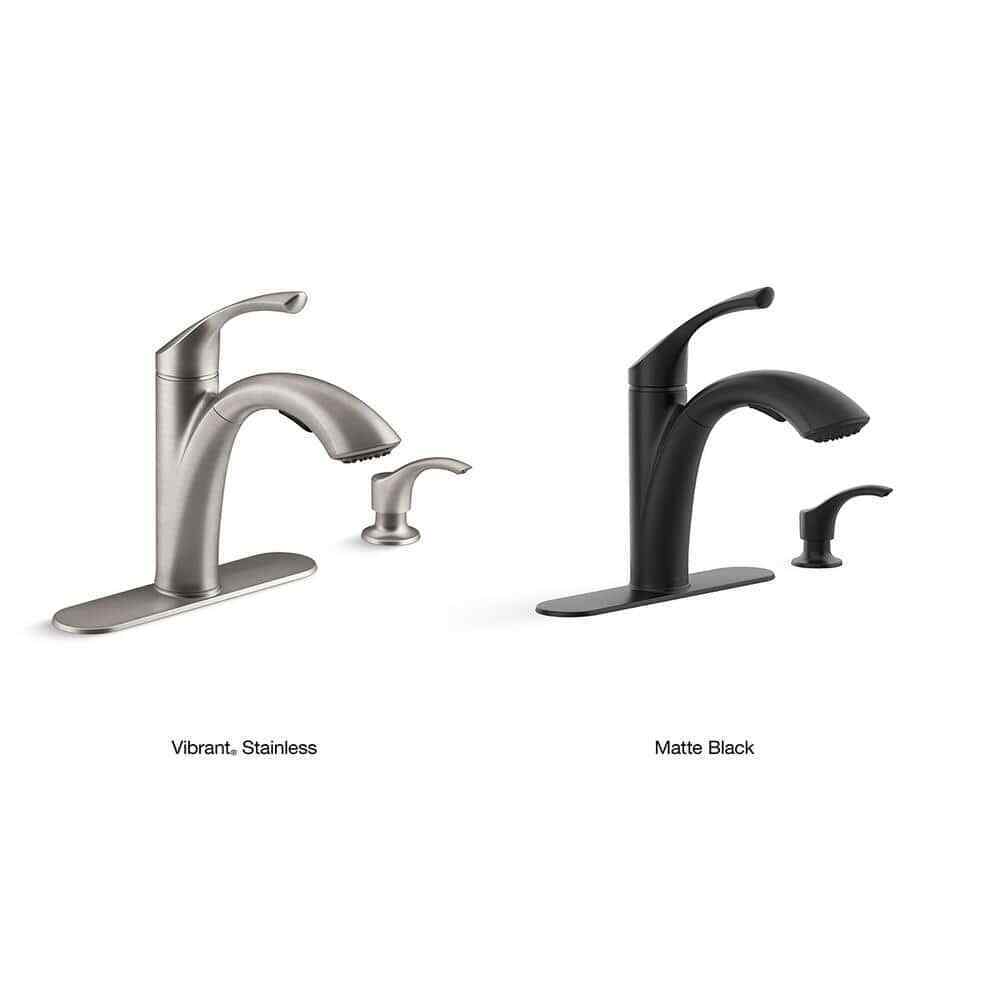 KOHLER Mistos Single-Handle Pull-Out Sprayer Kitchen Faucet in Matte Black