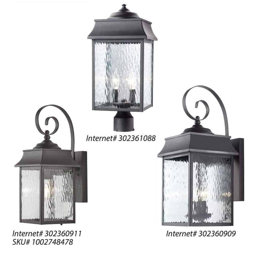 Home Decorators Scroll 17 in. 1-Light Black Small Outdoor Wall Light Fixture