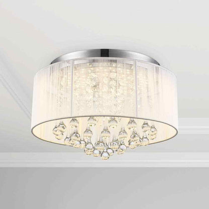 Home Decorators Flenniken 15 in. Integrated LED Chrome and Crystal Ceiling Light