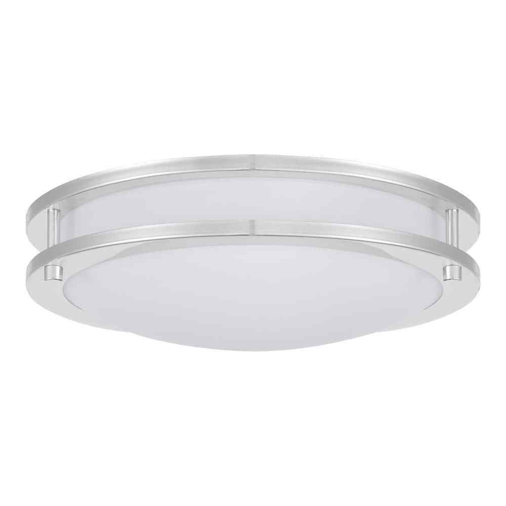 Hampton Bay Flaxmere 12 in. Chrome Dimmable LED Flush Mount Ceiling Light