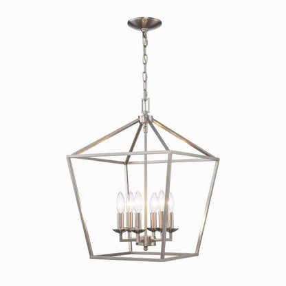 Home Decorators Weyburn 6-Light Brushed Nickel Caged Farmhouse Chandelier