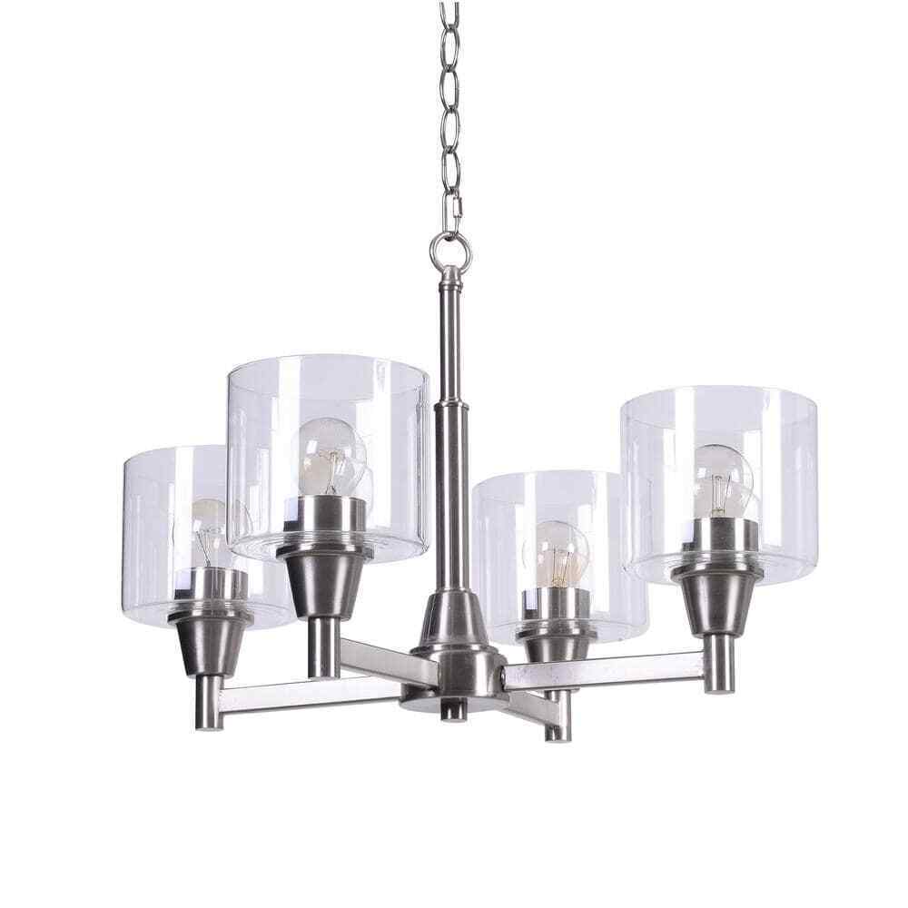 Hampton Bay Oron 4-Light Brushed Nickel Reversible Chandelier