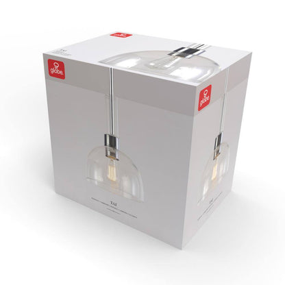Globe Electric Tai 1-Light Chrome Pendant Light with Clear Glass Shade