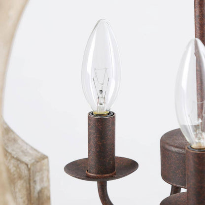 LNC Cage Chandelier Bronze 4-Light Rust Proof Weathered Wood Pendant Light
