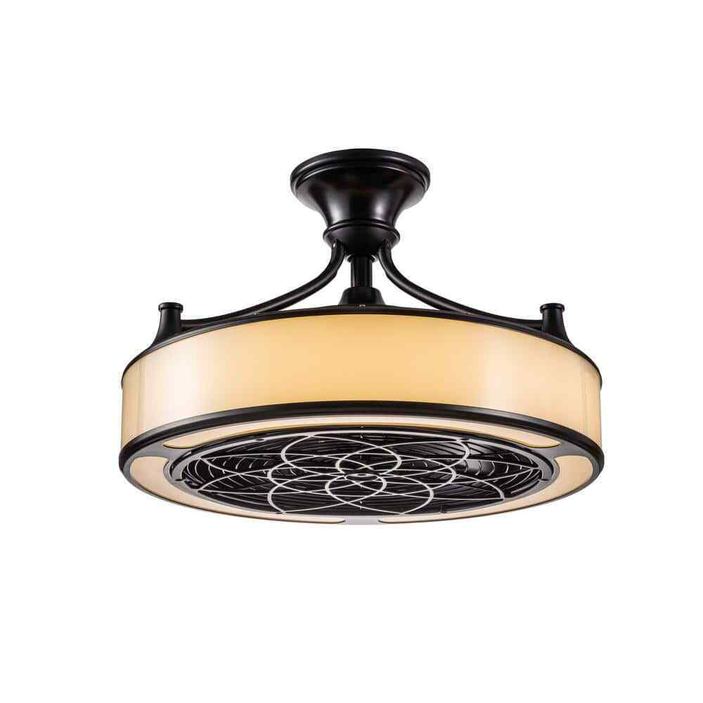 Home Decorators Windara 22 in. LED Indoor/Covered Outdoor Black Ceiling Fan